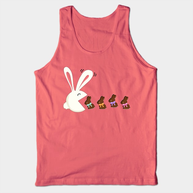 Funny Easter Rabbit Eating Chocolate Easter Bunnies Tank Top by Dibble Dabble Designs